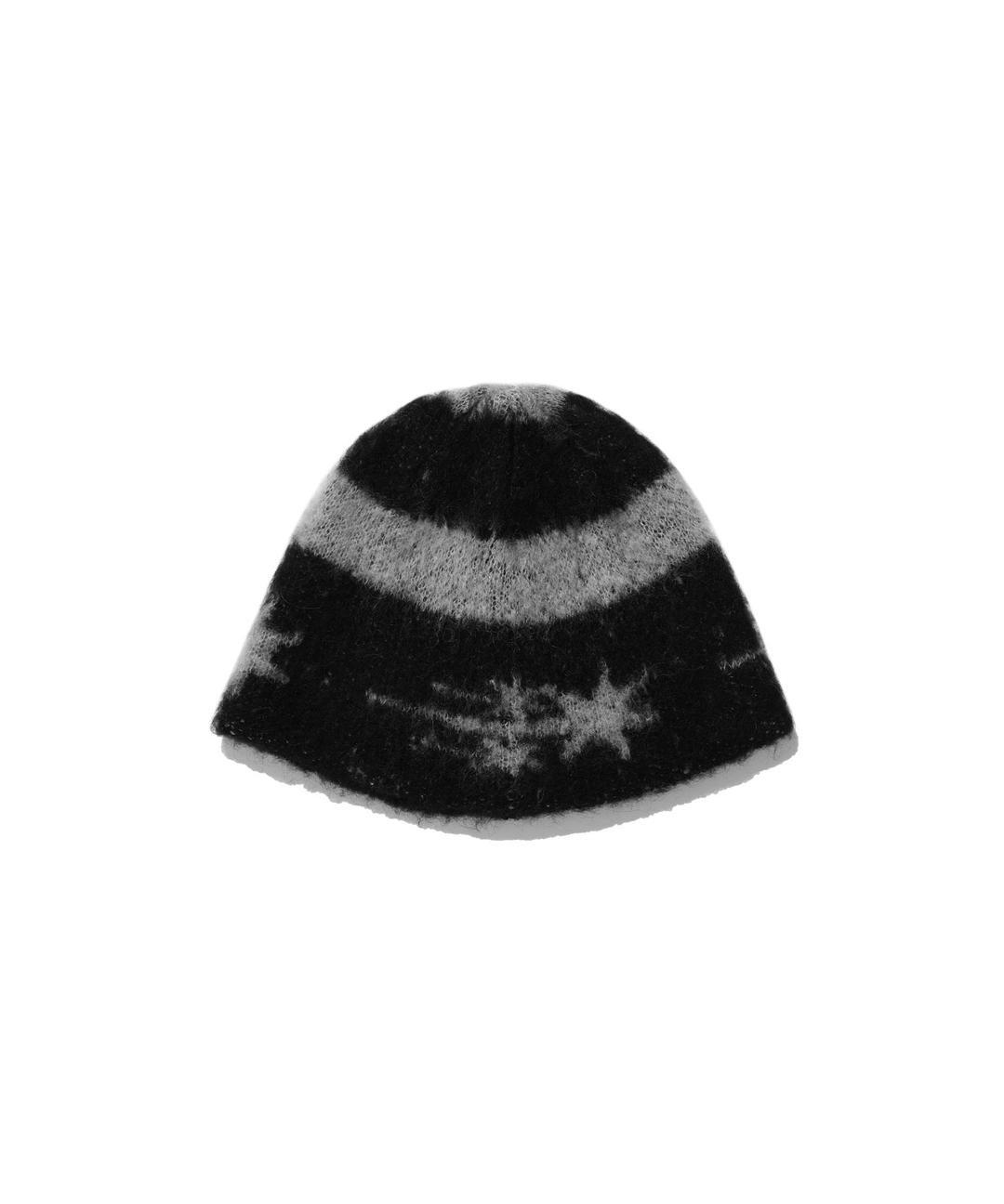 STRIPE 3STAR LOGO MOHAIR BEANIE[BLACK]