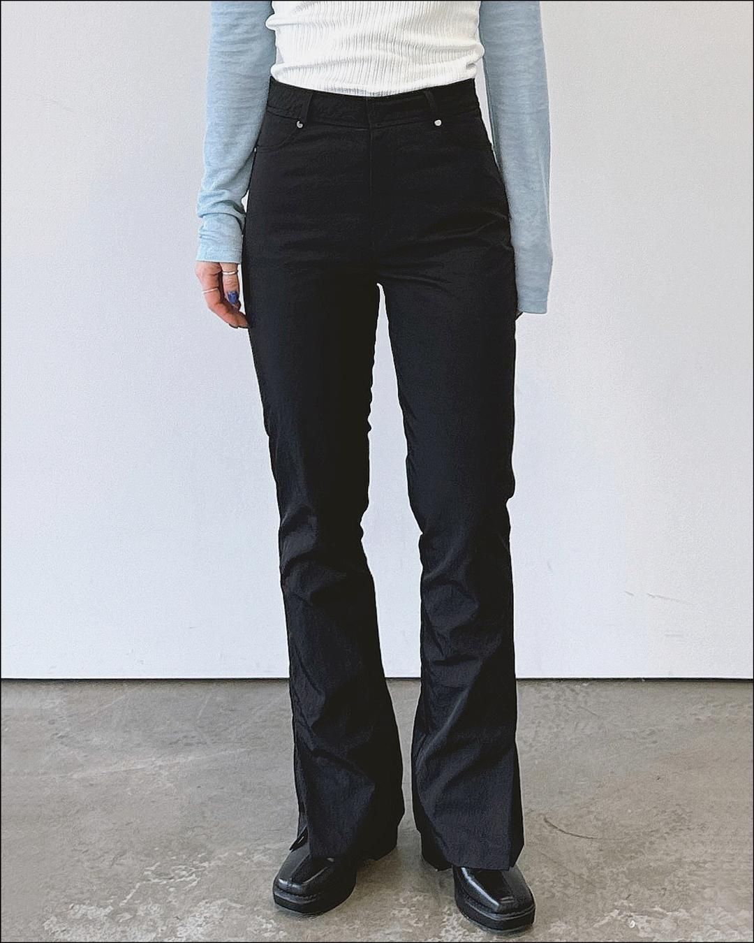 SLIT BOOTCUT PANTS_SOLID BLACK