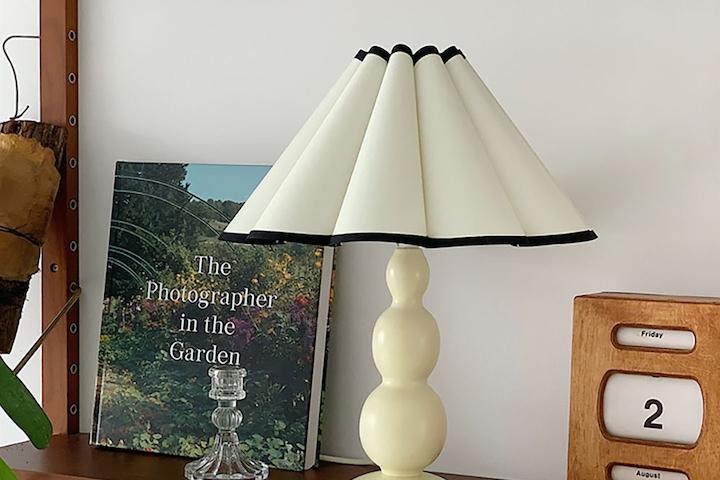 [해외] 빈티지 화이트 테이블 램프 쉐이드 스탠드 레트로 조명