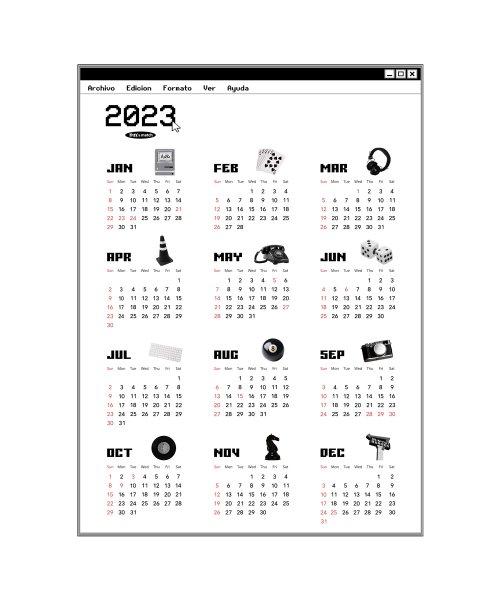2023 레트로 블랙 패브릭 포스터 달력