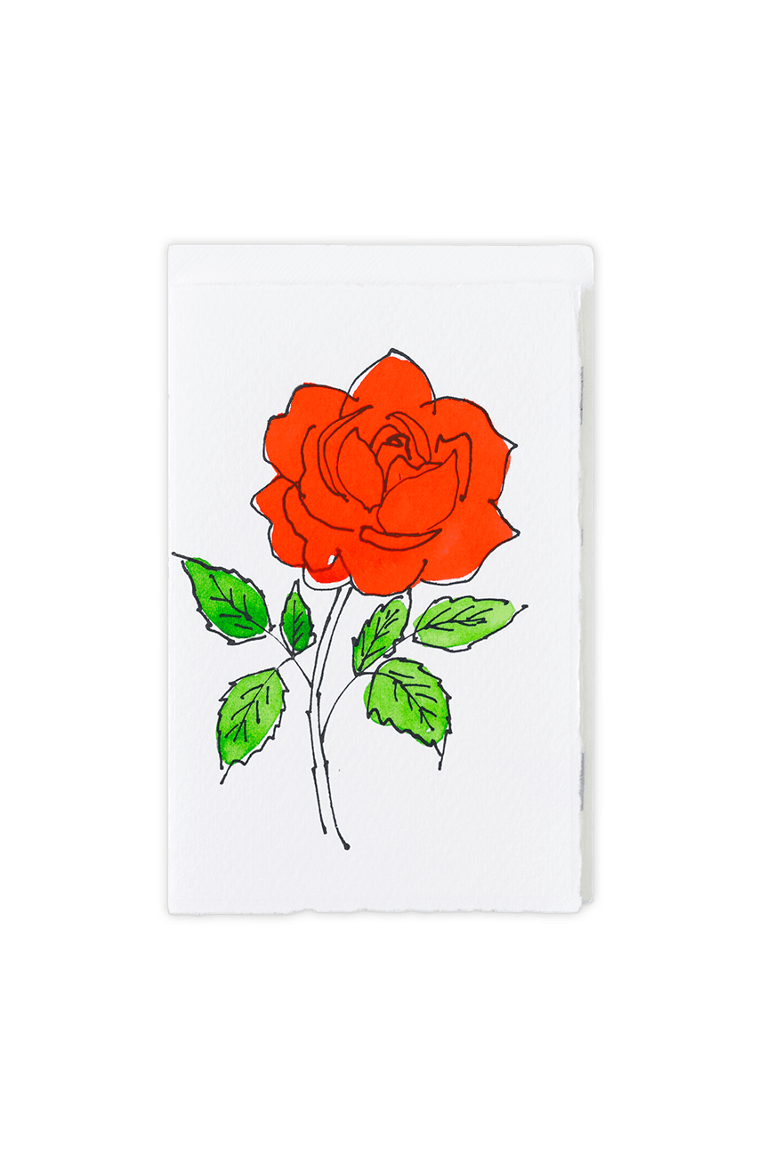 핸드페인팅 카드 Greeting Card - Rose Red