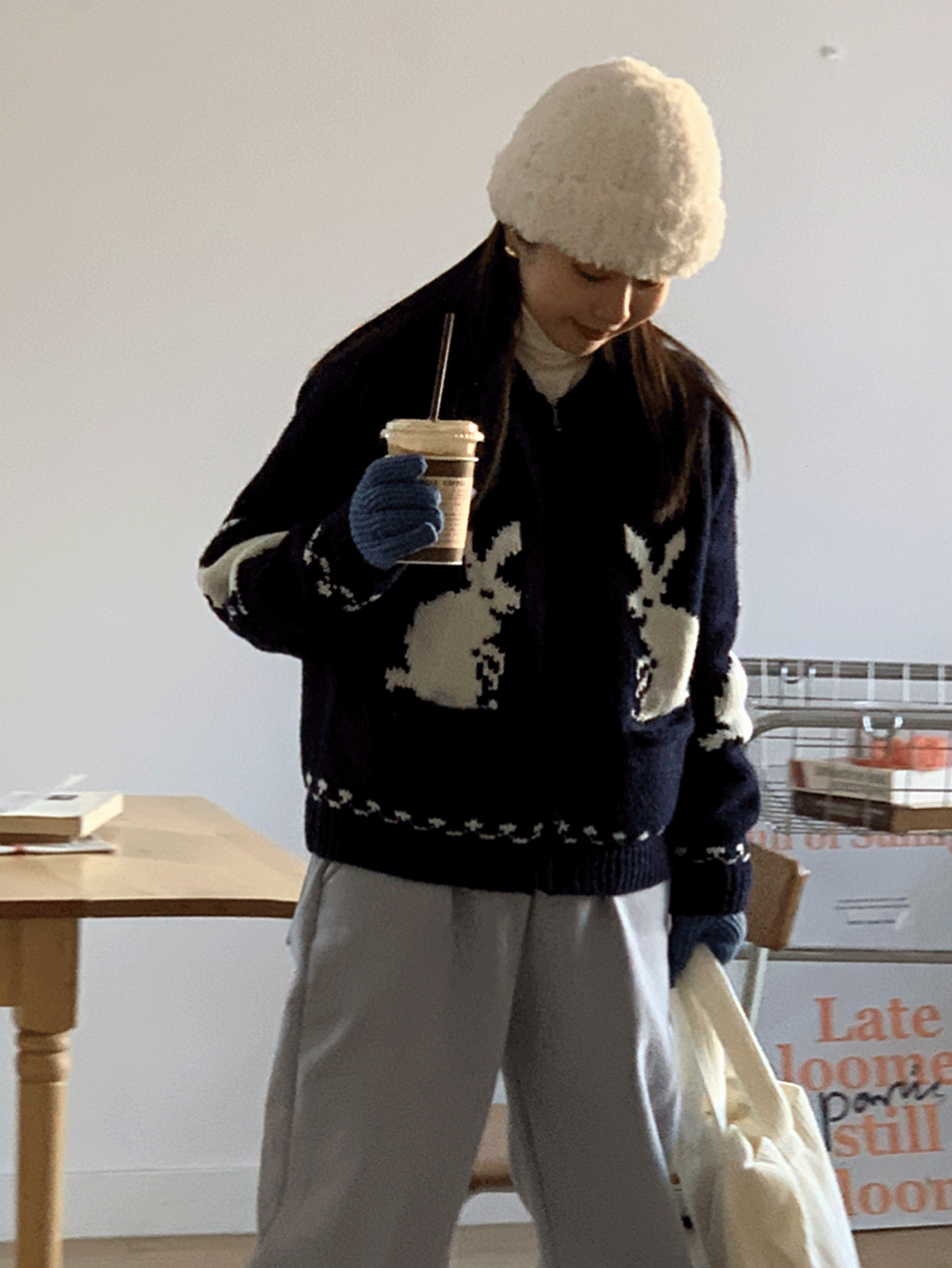 rabbit cozy knit zip-up (1color) 두툼한두께감! 2월초입고예정