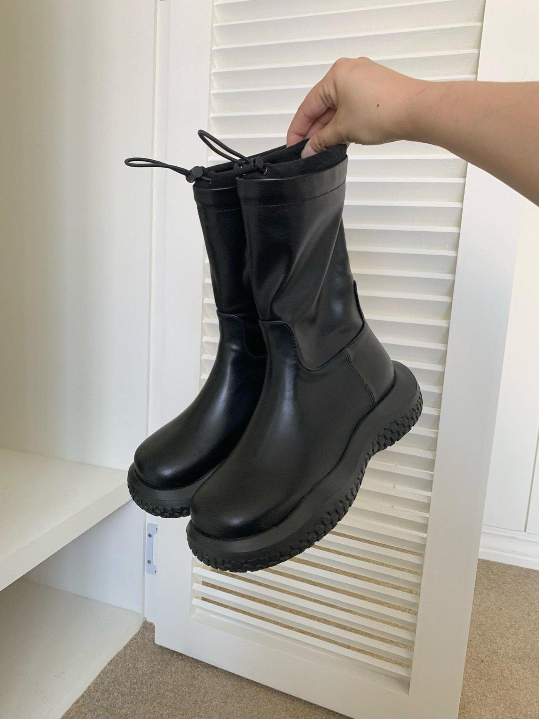 스판 스트링 3cm 미들 앵클 부츠