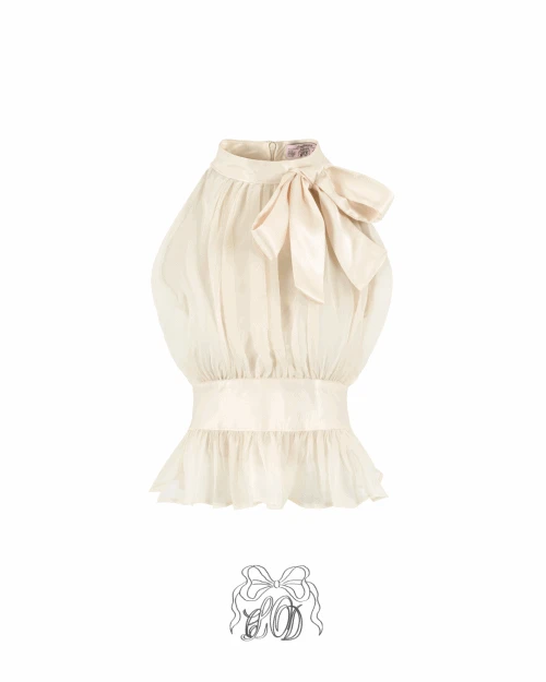 [♡MADE♡ / 8.12 순차입고] old satin bloom halter blouse