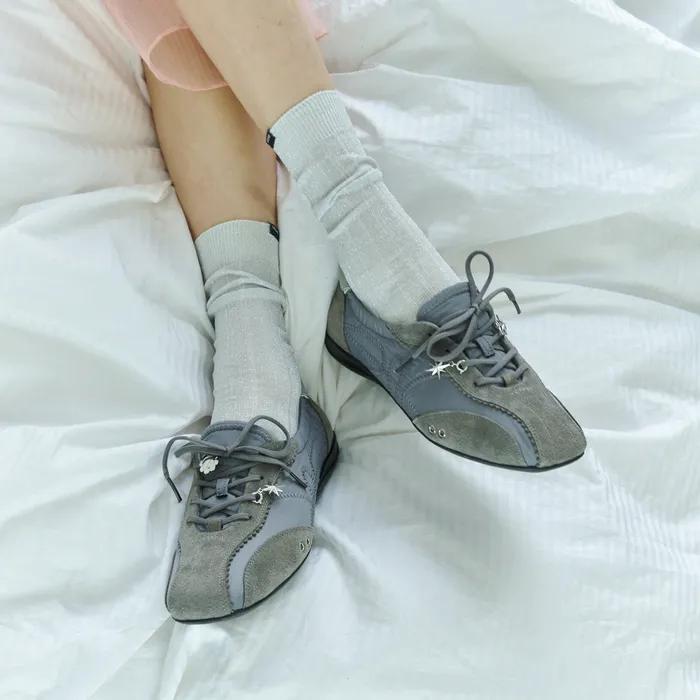SKIA PINKING SHIRRING SNEAKERS / GREY