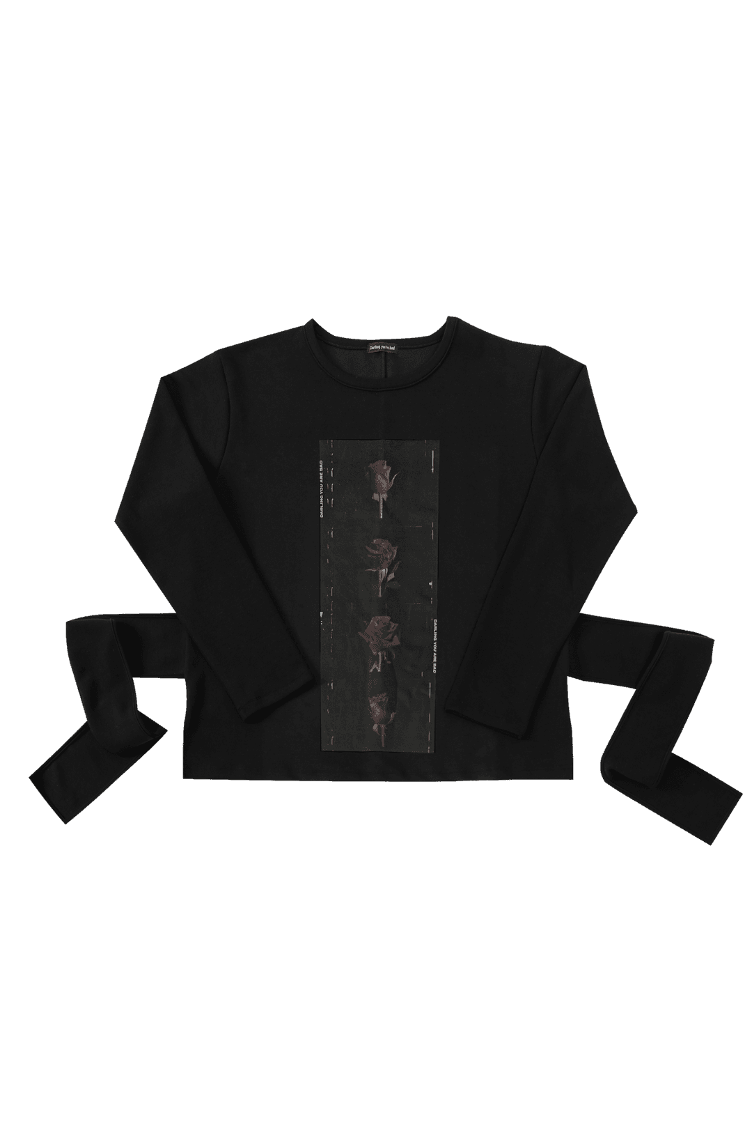 [Pre-order 15% off ~2.5] Back-Strap Rose Film Tee #Black (2.12 출고) | 달링유어배드