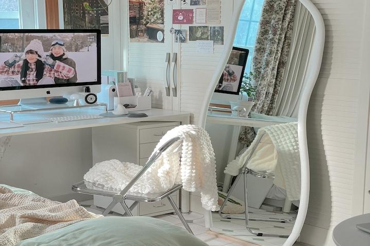 노프레임 비정형 전신거울 A-4 + 원목받침대 2size