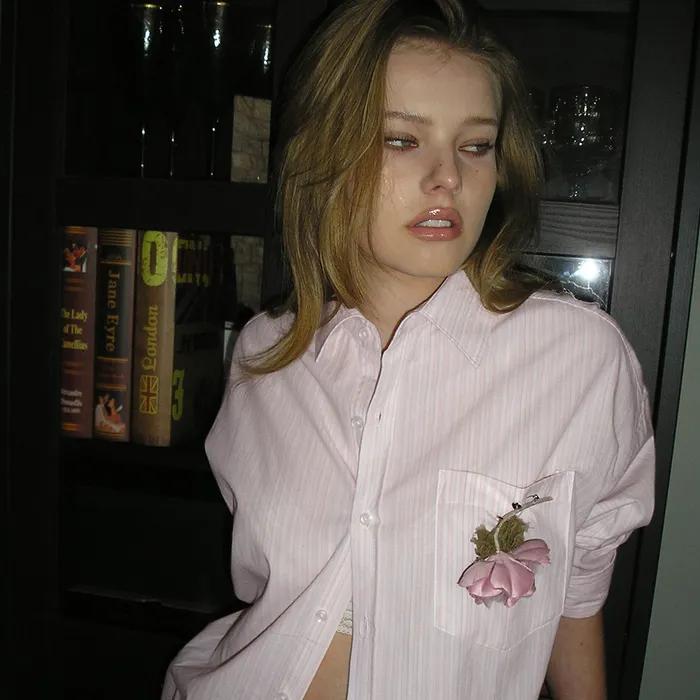 Maya Stripe Shirt-Pink