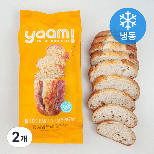 얌!(YAAM!) 통검정보리 깜파뉴 (냉동), 480g, 2개 - 일반양산빵 | 쿠팡