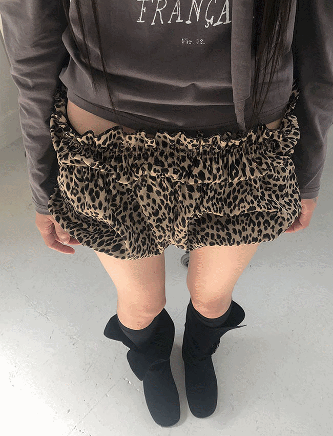 베이비 레오파드 벌룬 셔링 밴딩팬츠