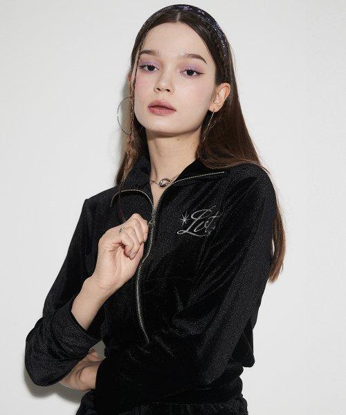 OW VELVET ZIP UP(BLACK)