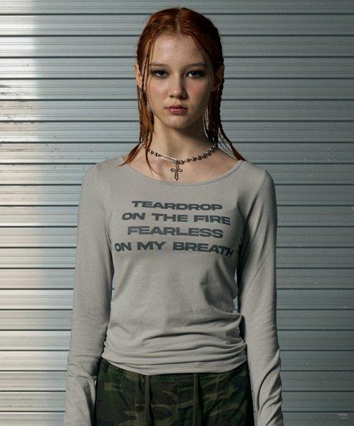 레터링 슬림 L/S 티 [그레이]