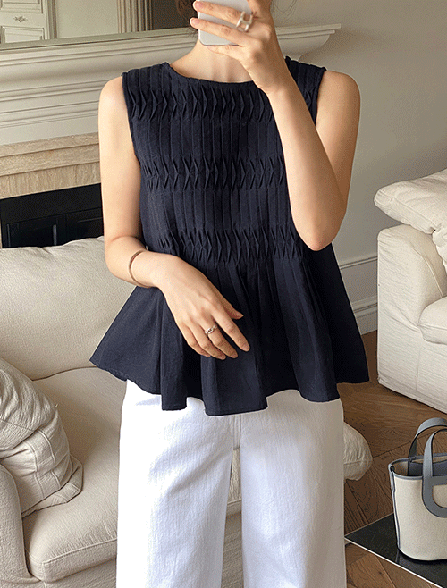 [NEW! 할인] 바렛-핀턱 나시 블라우스 (주문폭주!)