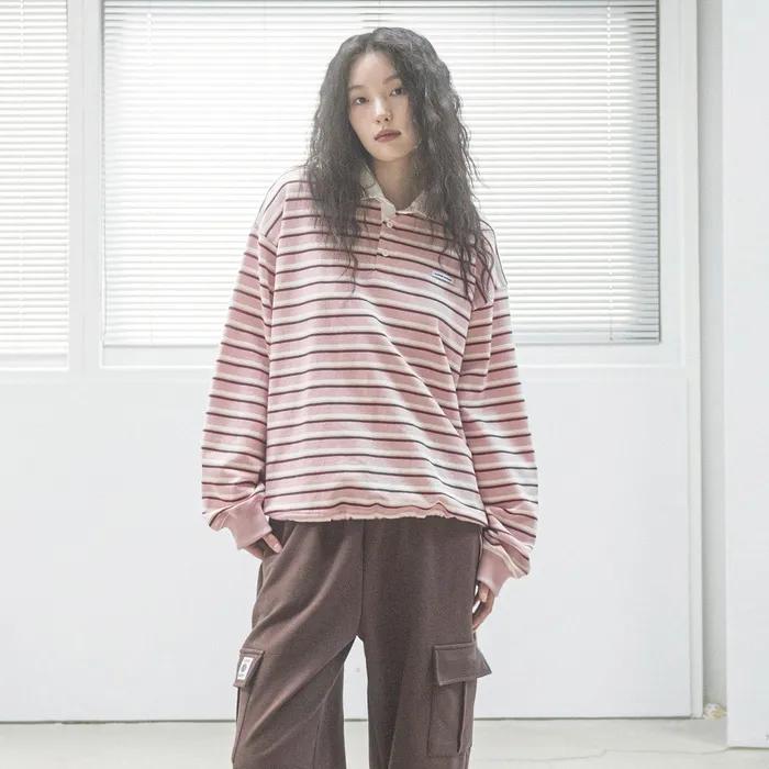 FF STRIPE RUGBY SWEATSHIRT(PINK)