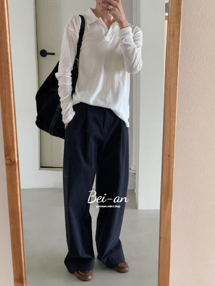 바이안 BR 브런치 스프링 카라 티셔츠 긴팔 루즈핏 t (4 color)