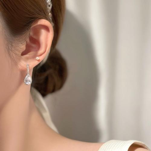 워터드롭1 물방울 크리스탈 웨딩 귀걸이 귀찌