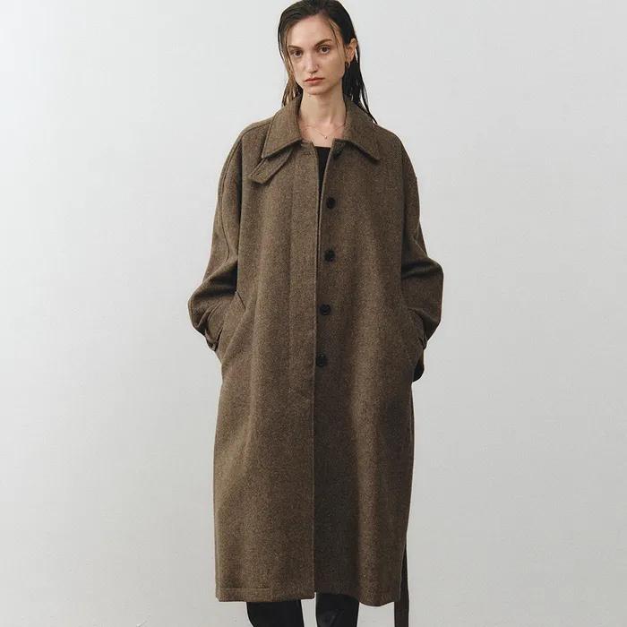 알파카 헤링본 발마칸 코트 (브라운)