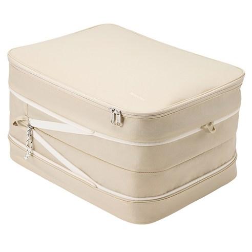 브랜든 2세대 여행용 부피순삭 압축 파우치, 라이트베이지, L