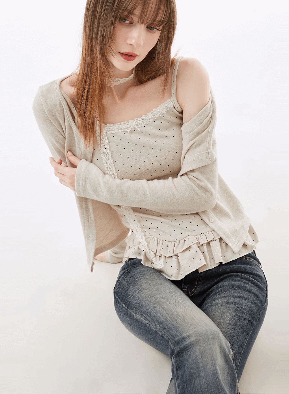 프라즈 SET - 가디건, 나시, 스카프