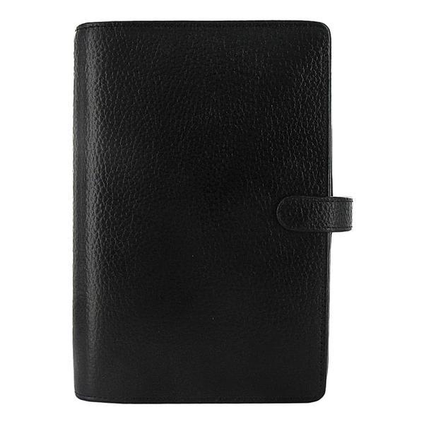 Filofax Finsbury 오거나이저, 개인 사이즈, 블랙 - 전통적인 그레인 가죽, 6개의 링, 주간 캘린더 다이어리, 다국어, 2025 (C025302-25)