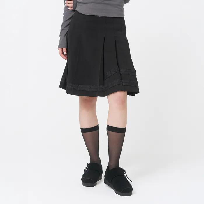 Trimmed midi skirt BLACK