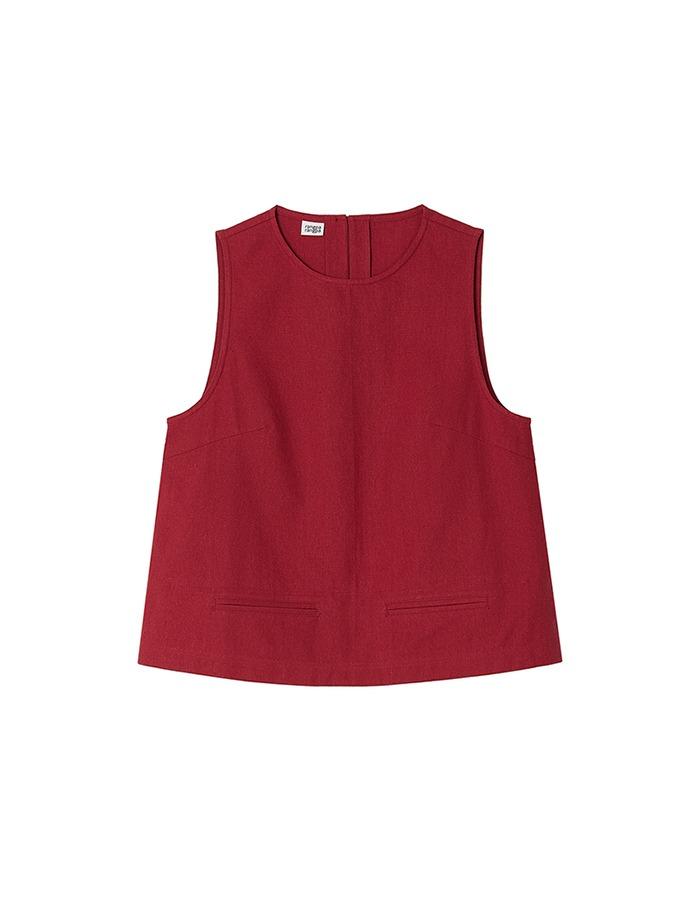 rang pa rang pa) LINEN COTTON SLEEVELESS TOP (TOMATO) 2차 재입고
