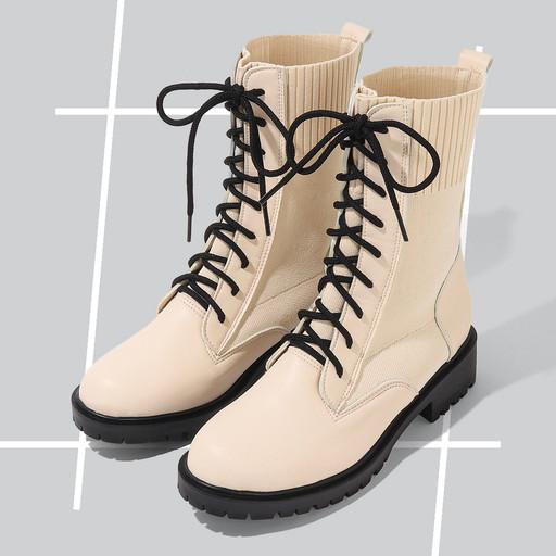 시그니처 라운드토 니트 청키 워커 3cm