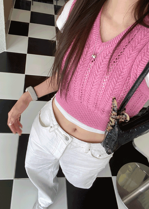 pring crop knit vest (3 color)