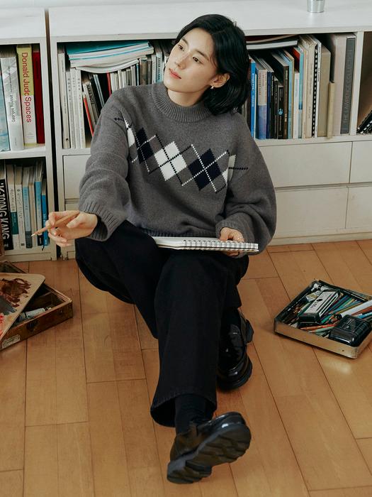 25WN argyle knit pullover [CHA]