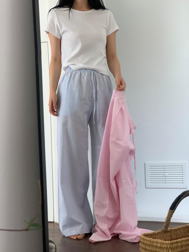 빌리스 스트라이프 시어서커 밴딩 파자마 팬츠