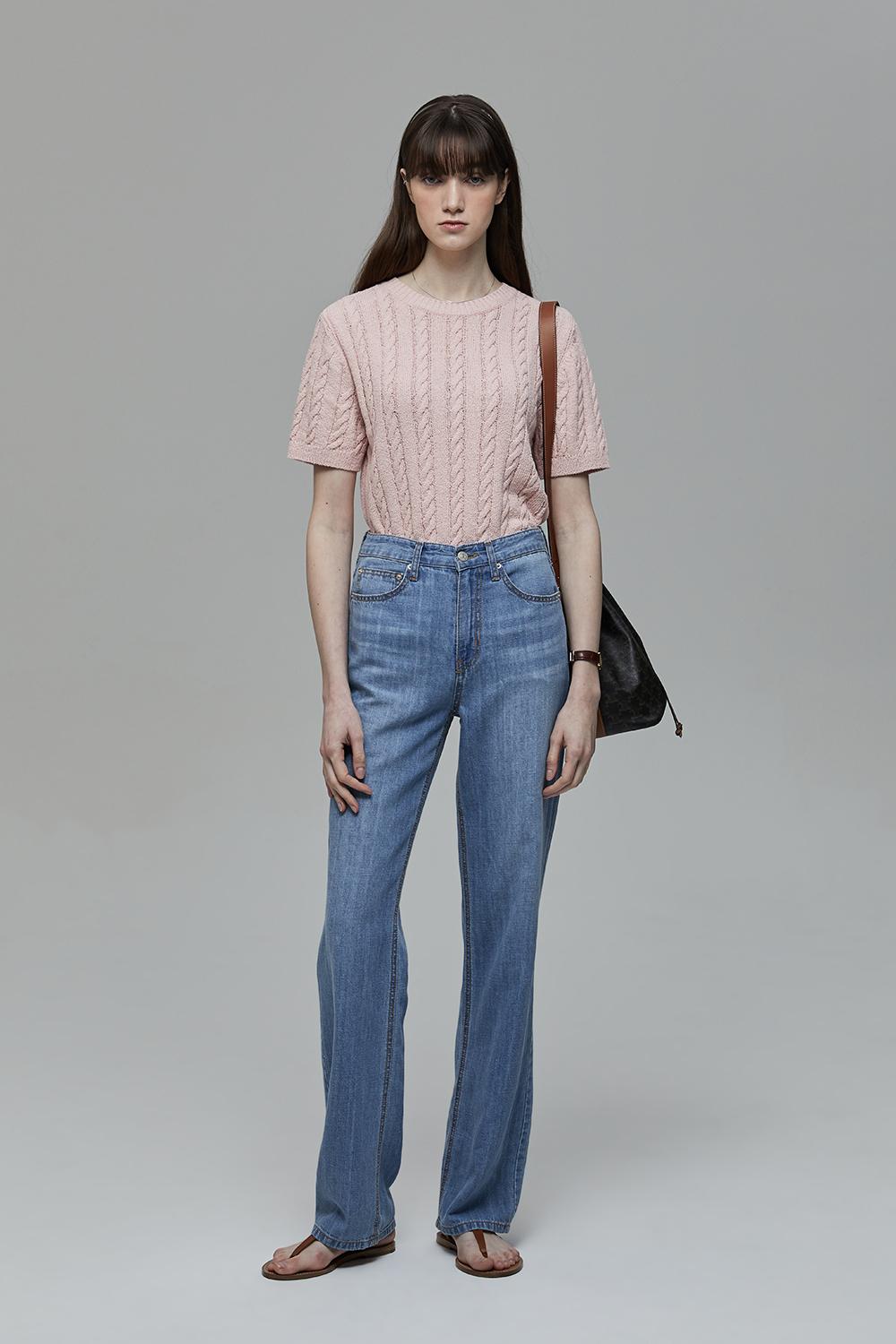 RELAXED LINEN-DENIM PANTS LIGHT BLUE