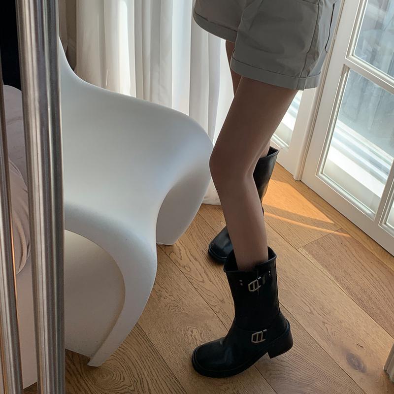 [RB4532] 엘렌 소가죽 버클 미들부츠REAL LEATHER!   5.5cm