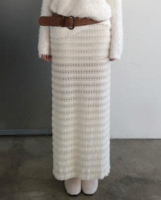 fluffy snow knit skirt (2color)