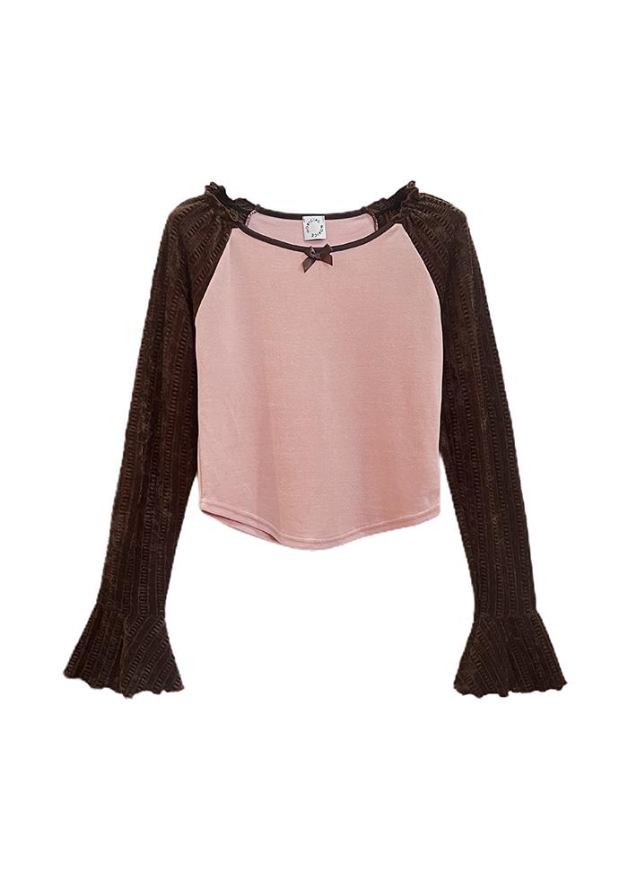 SPAN VELVET RAGLAN TOP PINK