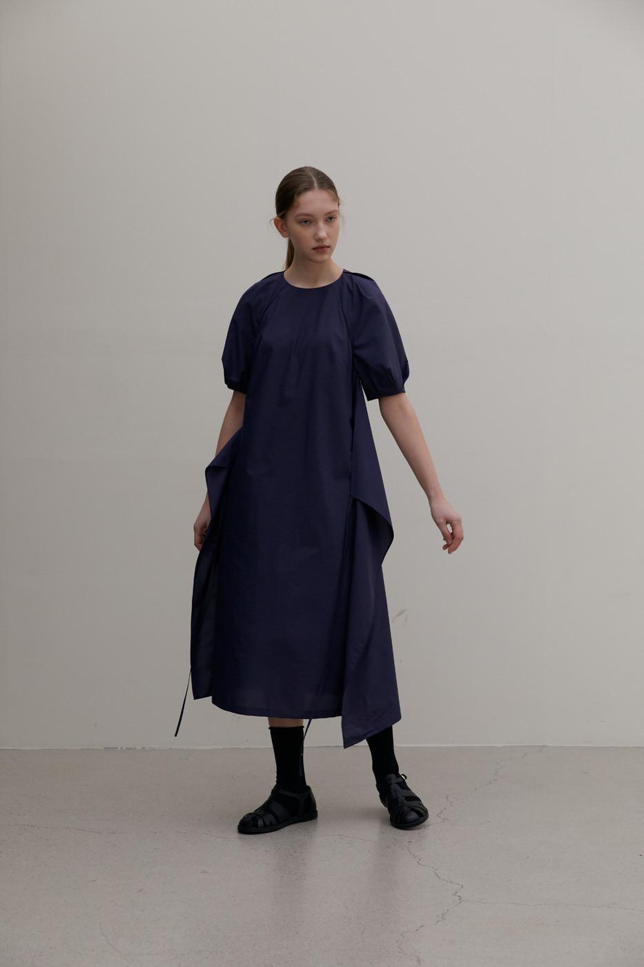 circle wrap dress-navy