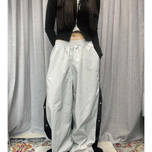 S/S snap nylon jogger pants (2color)