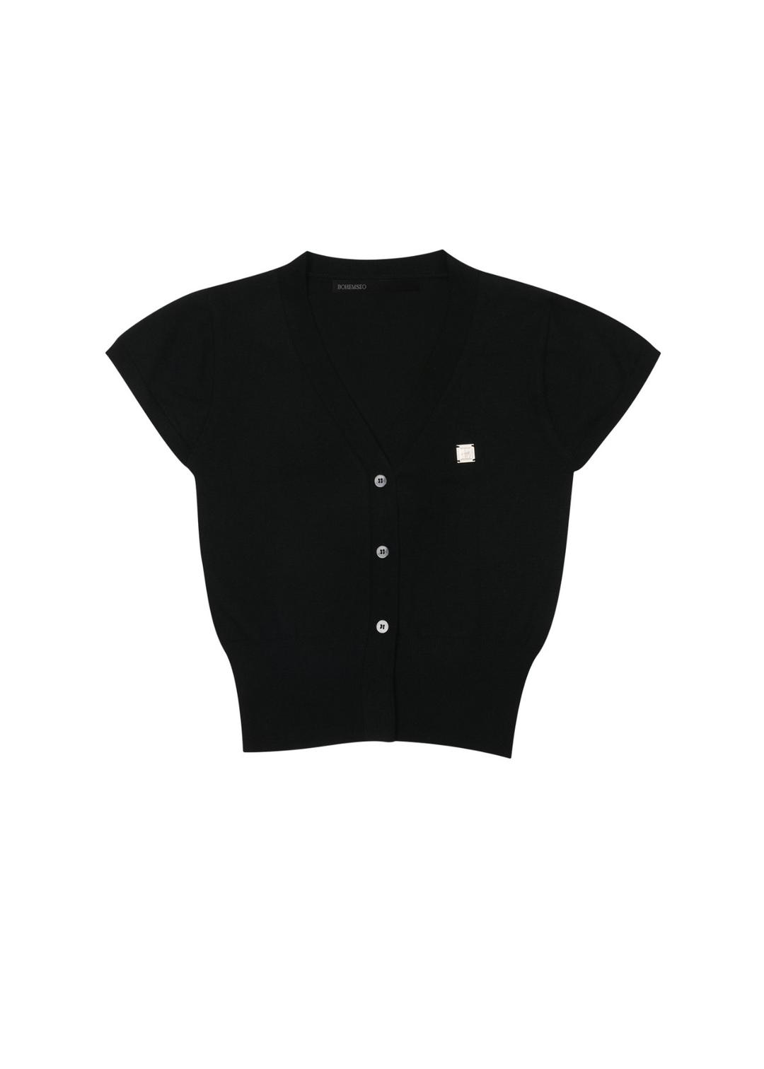 Y SYMBOL HALF CARDIGAN, BLACK