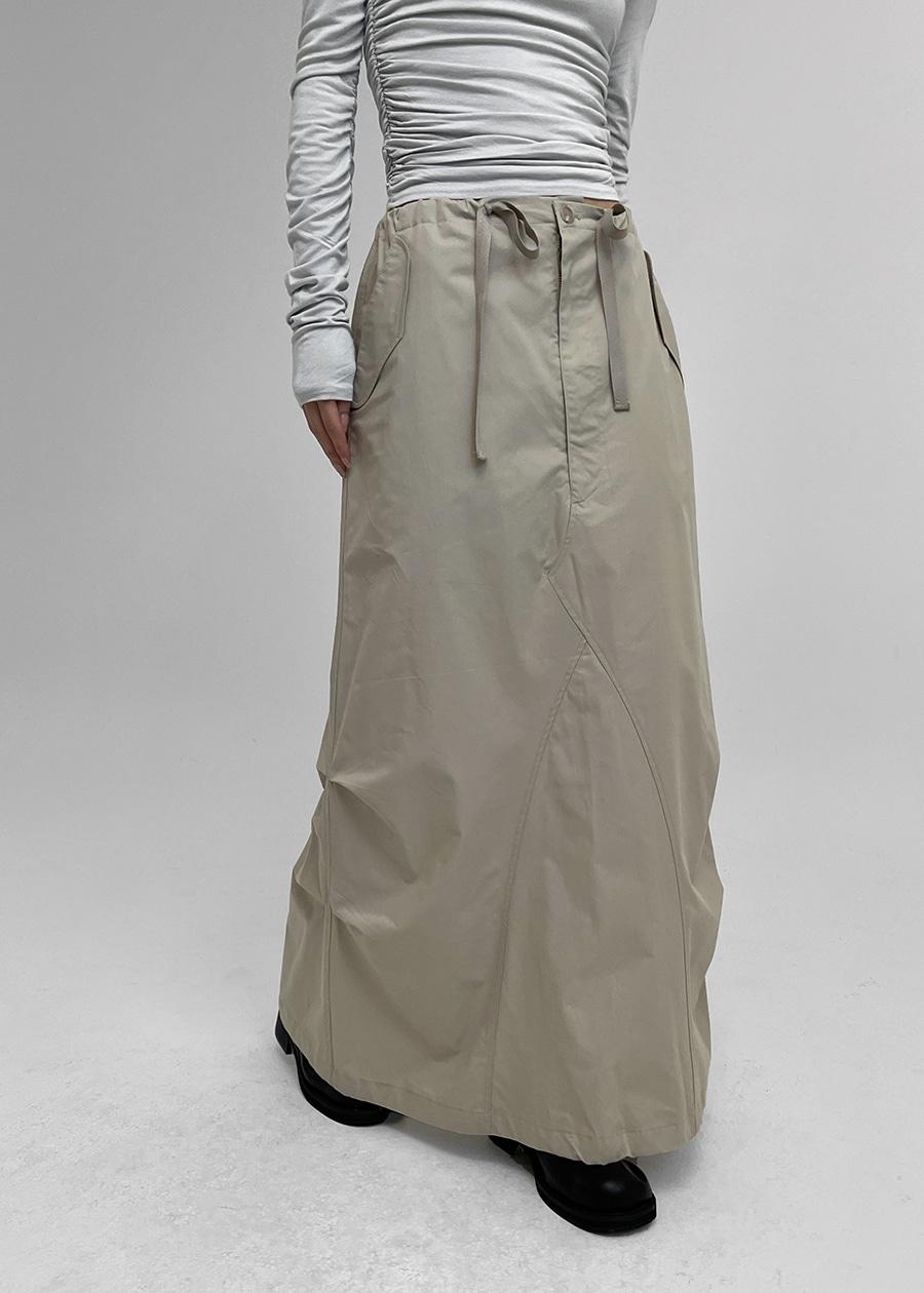 램플린 핀턱 롱스커트