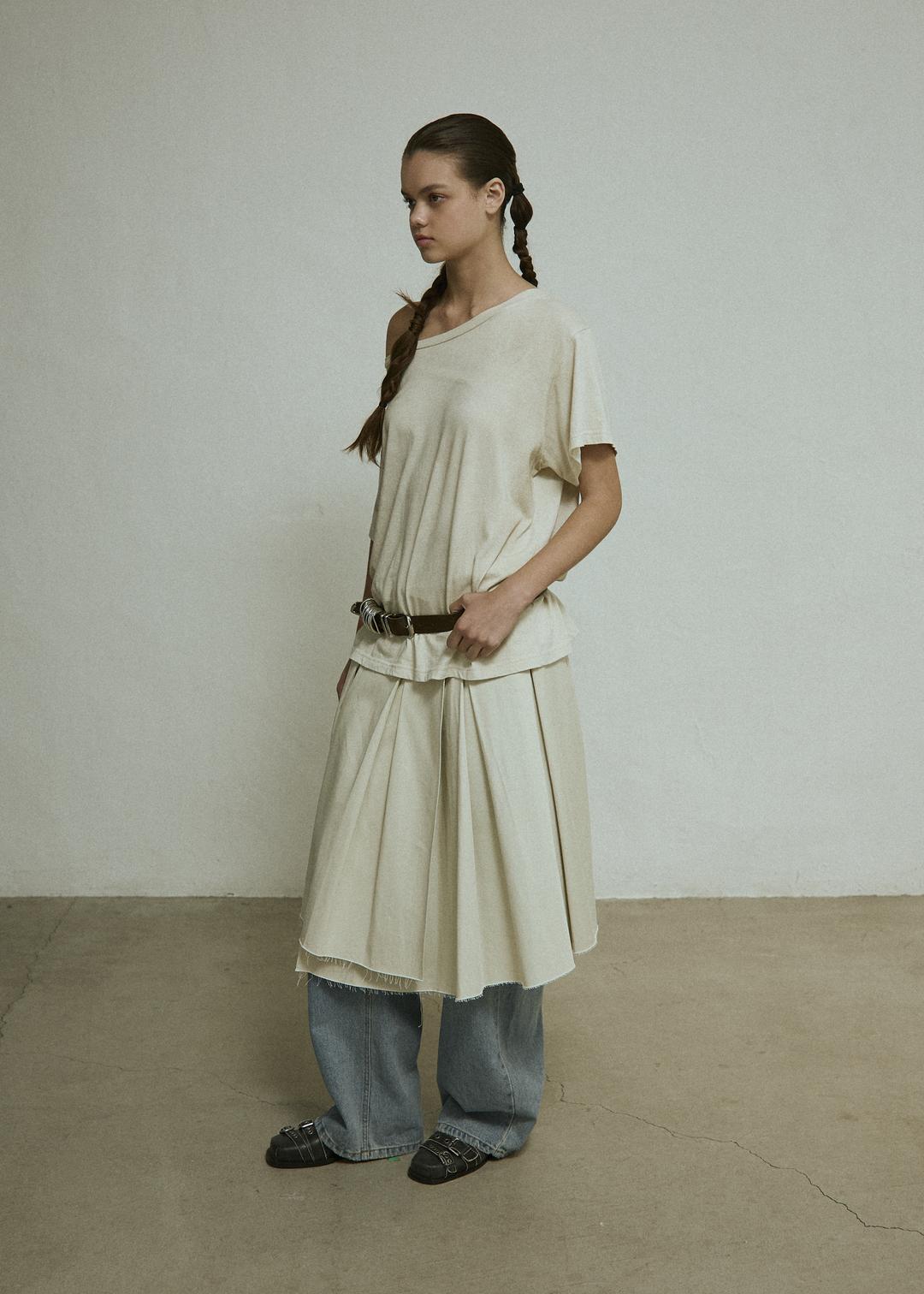 cutting cotton layered skirt (ivory)