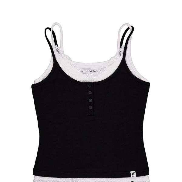 4/3 예약배송 [2nd] Lace Layered Cami Set (BLACK)