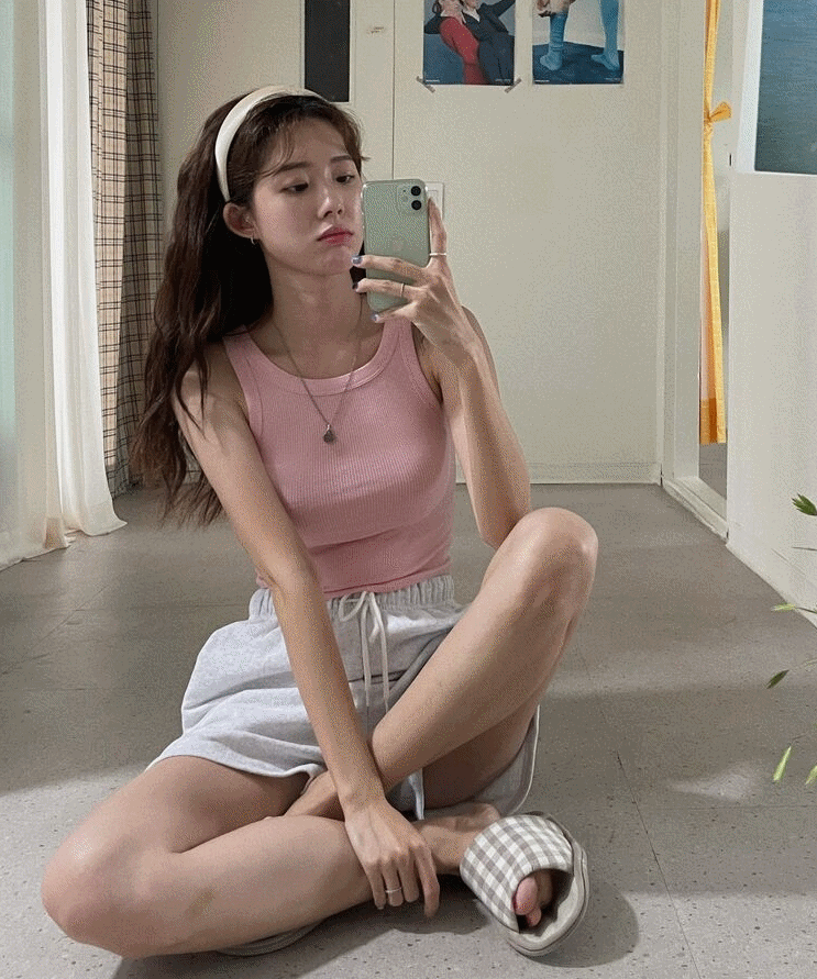 골지나시 t - 슬림 홀터넥 골지 망고 나시 티셔츠 5color