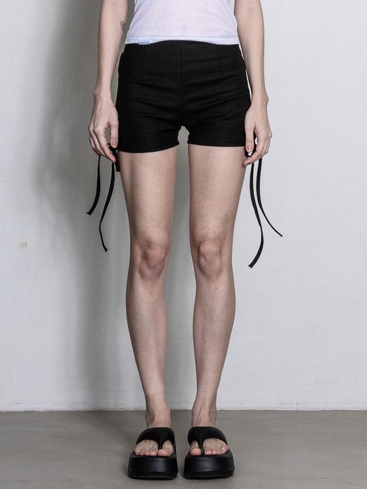 ribbon strap shorts (black)