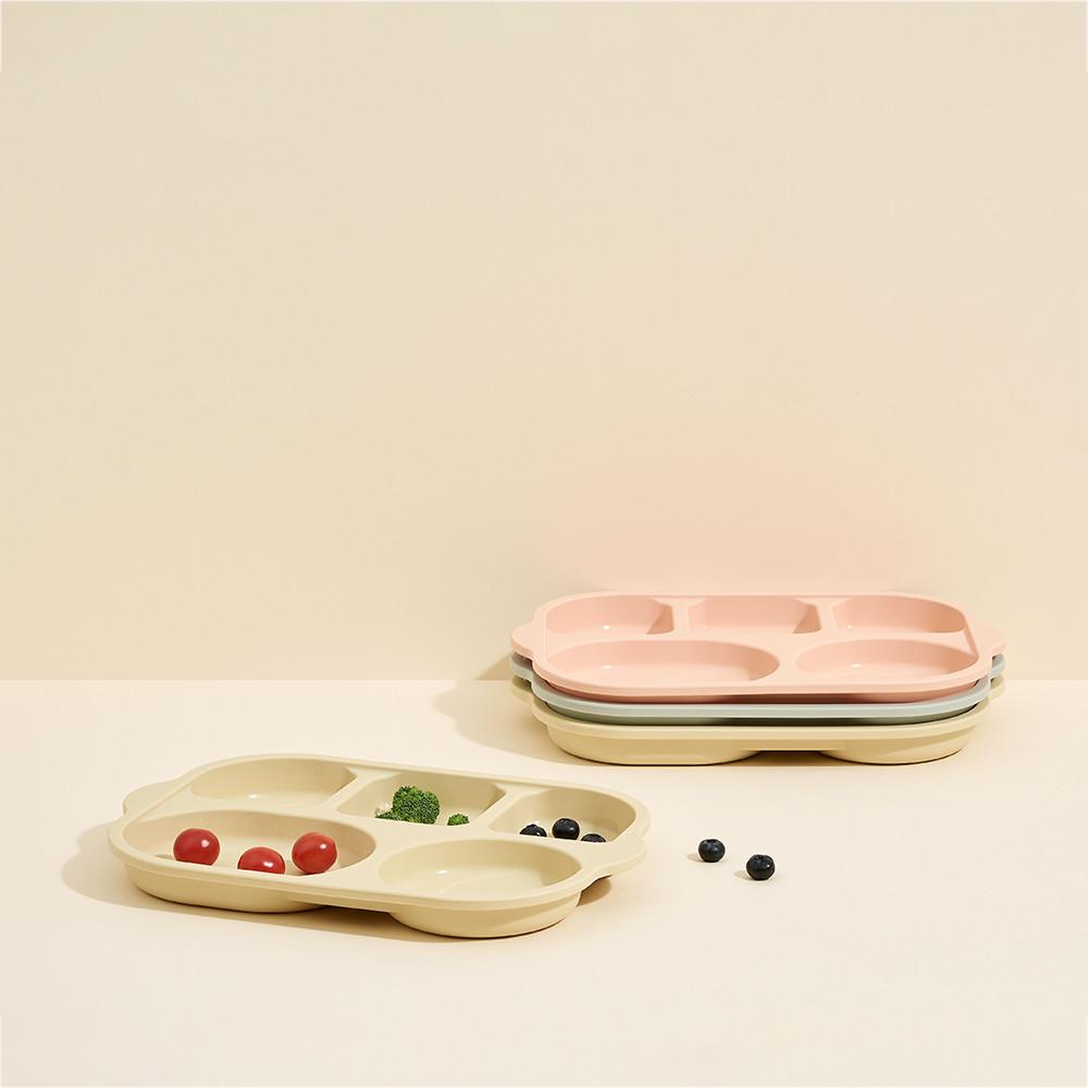 실리만 크림 실리콘 식판 대 유아식기 자기주도 이유식 식판 플레이트 접시 트레이