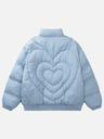 TALISHKO™ - Solid Color Heart Design Winter Coat - Blue / M
