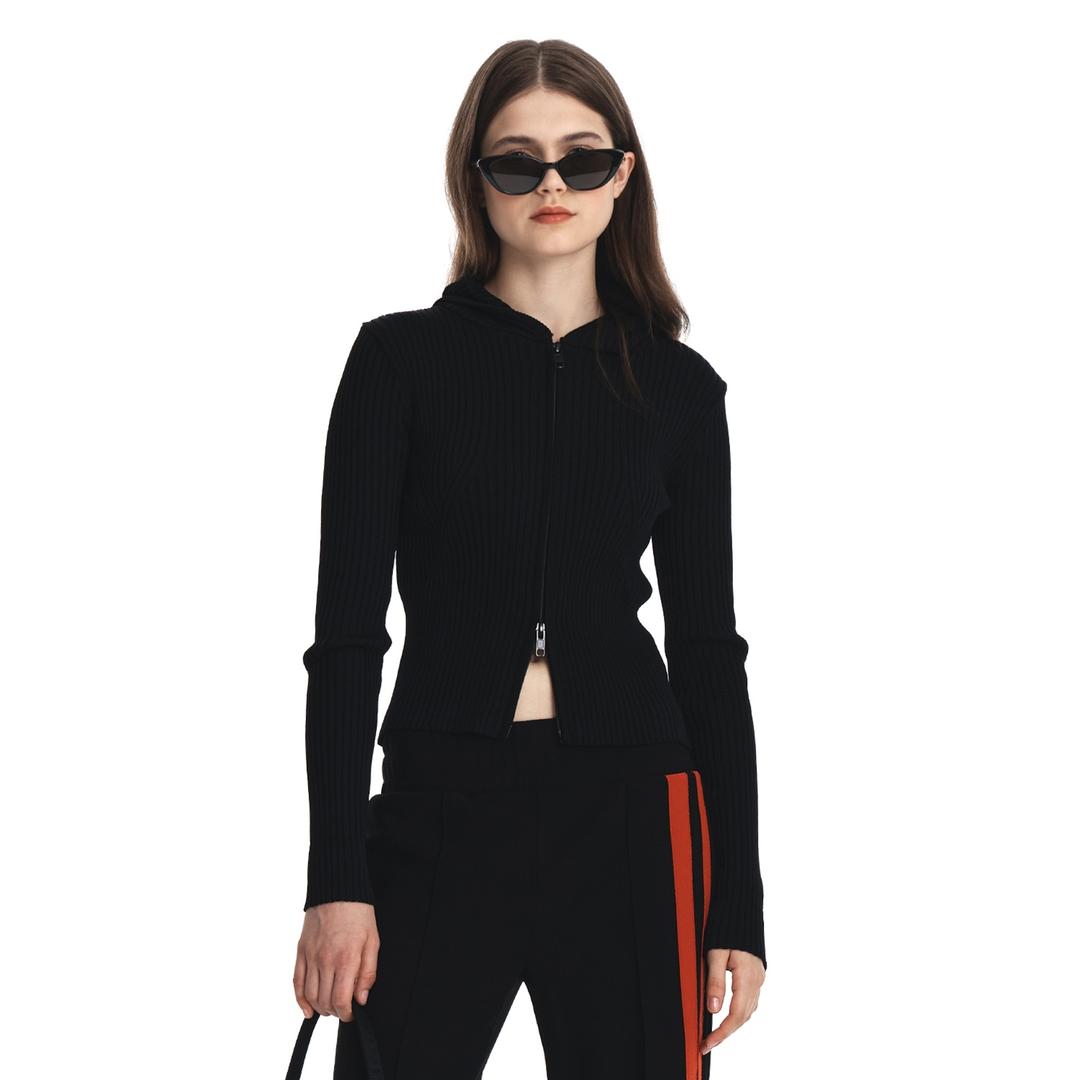 Tails hood Cardigan (Black)