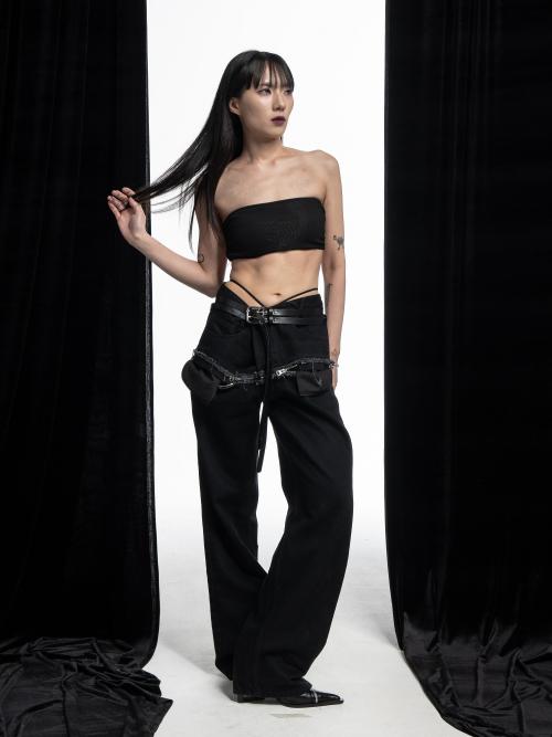 프리 오픈  데님 팬츠