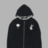 RABBIT EMBROIDERY ZIPUP HOODIE (BLACK)