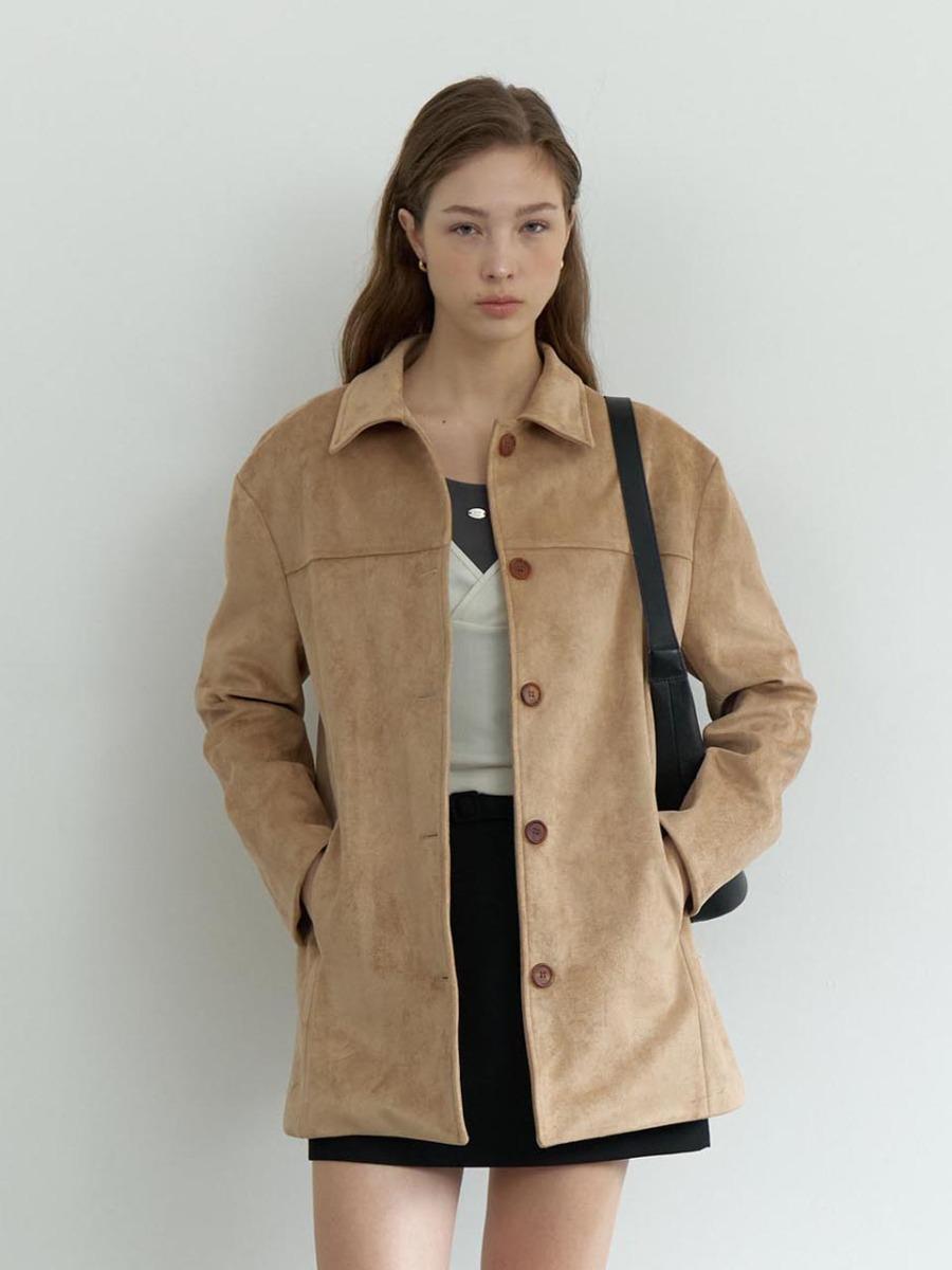 그노노이 싱글 스웨이드 하프 자켓 (Beige)