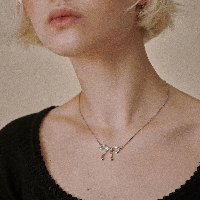 [925 SILVER] Flow Ribbon Necklace
