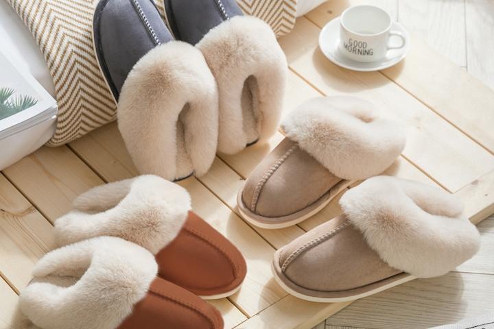 스웨이드 겨울 털실내화 사무실 거실 따뜻한 털슬리퍼
